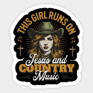 This Girl Runs on Jesus & Country Music Tee | Christian Faith & Country Music Lover Sticker